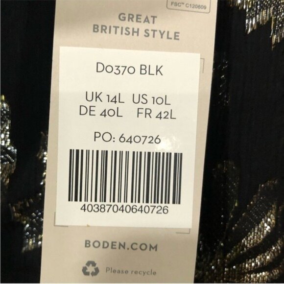 Boden Metallic Swing “Firework Jacquard” Party Dress — NWT / With Belt • Size 10 - Picture 9 of 9